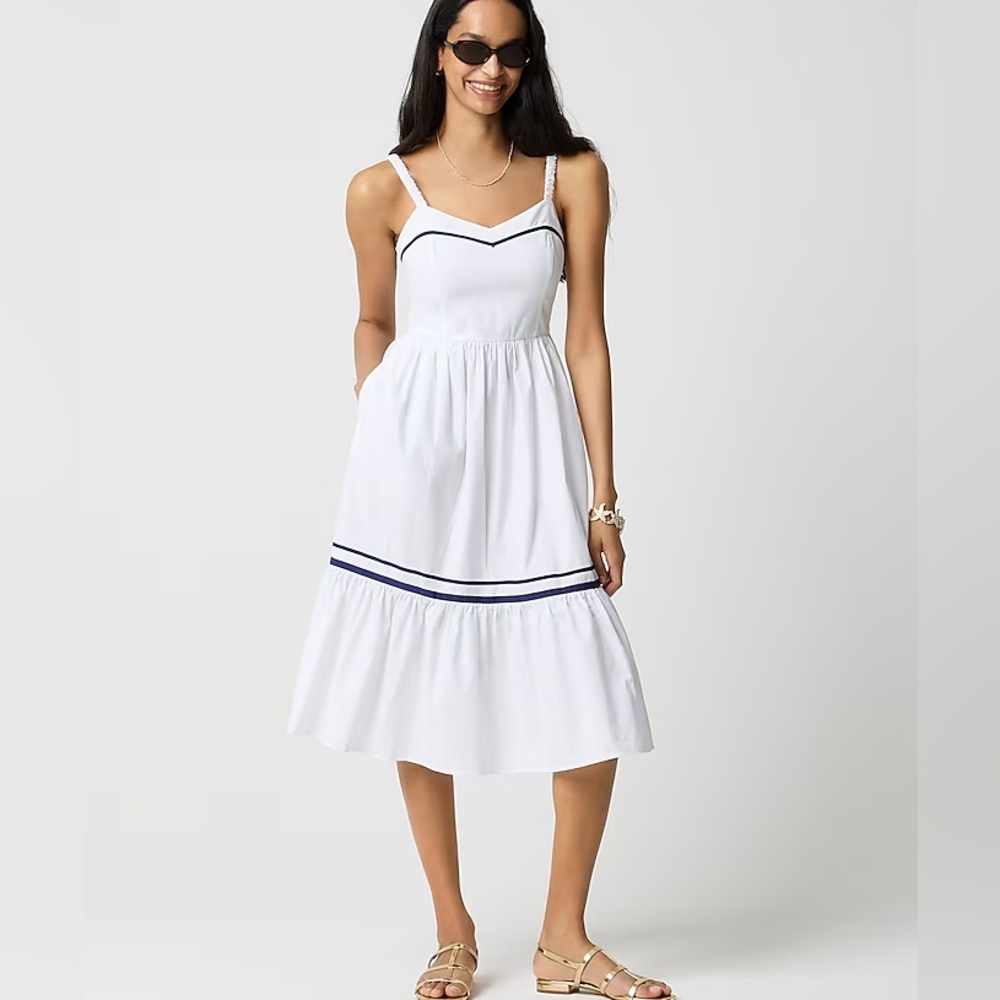 J. Crew Corset Midi Dress with Contrast Trim NWT